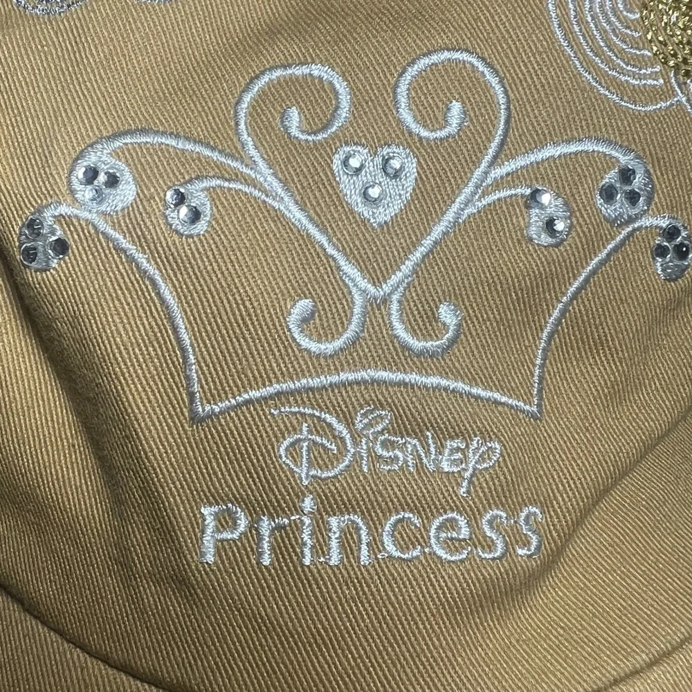 Disney Princess Tan Embroidered Tiara Rhinestone Baseball Cap Hat Kids Large NWT